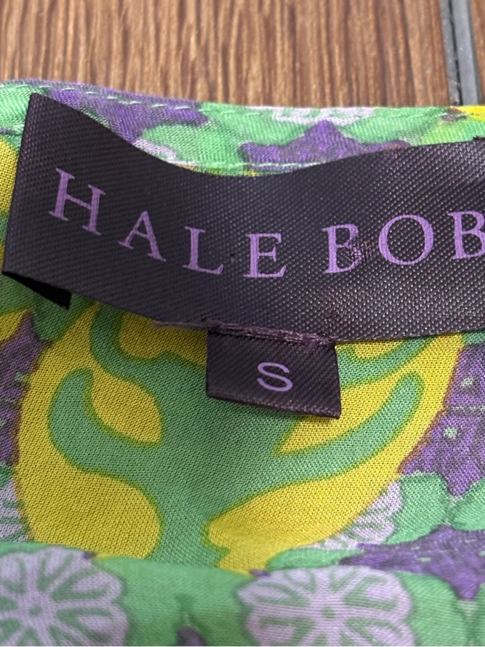 Hale Bob Silk Blend Beaded Boho Tunic Top Green Purple Size S - Picture 4 of 8